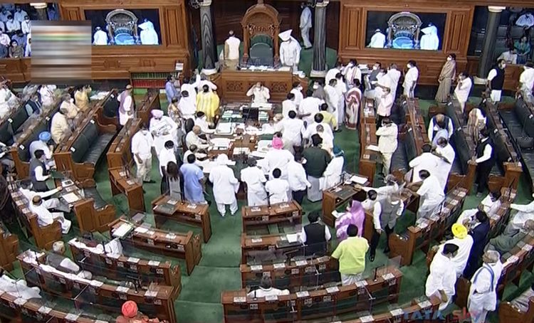 **EDS: VIDEO GRAB** New Delhi: A view of the Lok Sabha during the Monsoon Session of Parliament, in New Delhi, Monday, Aug 9, 2021. (LSTV/PTI Photo)(PTI08_09_2021_000045A)