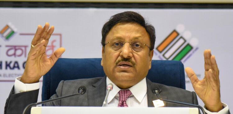 The Chief Election Commissioner, Shri Rajiv Kumar addressing a press conference on announce the Schedule for General Elections to Lok Sabha and State Legislative Assemblies 2024, in New Delhi on March 16, 2024.