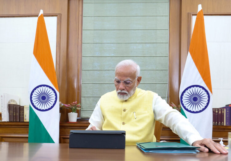 PM taking charge of the office of the Prime Minister of India at South Block, in New Delhi on June 10, 2024.