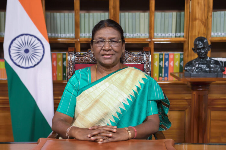 New Delhi, Aug 14 (ANI): President Droupadi Murmu address to the nation on the eve of Independence Day 2023, in New Delhi on Monday. (ANI Photo)